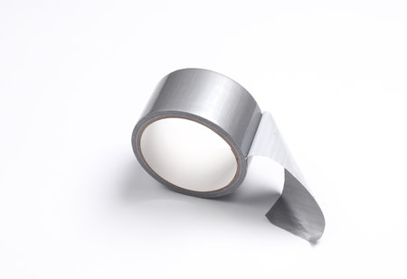Roll of metallic duct tape on white backgroundの写真素材