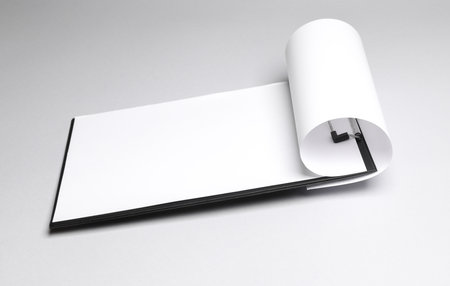 Clipboard with paper on gray background. business conceptの写真素材