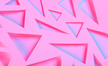 Abstract background with pink and blue triangle shapes. 3d render illustration