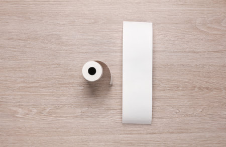 Roll and tape of cash tape on the table. top viewの写真素材