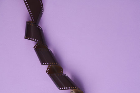Photographic film on lavender backgroundの写真素材