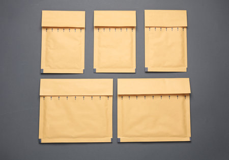 Parcel envelopes on dark background