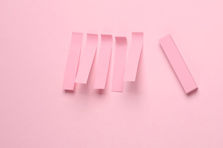 Pink blank note memo stripe stickers on pink pastel background