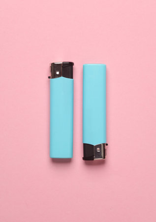 Lighters on pastel background. Minimalism.
