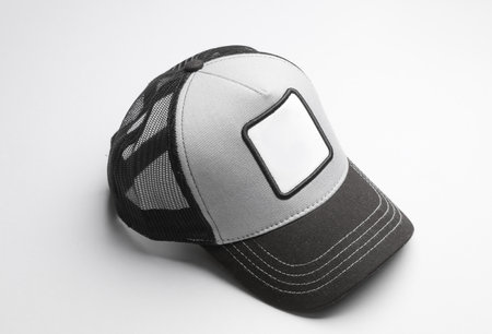 Baseball cap mockup with white empty space on gray background