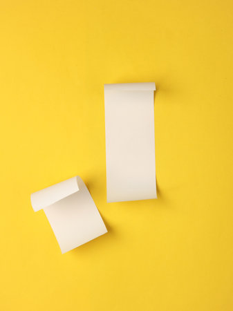 Blank Cash Receipt Sales Checks on blue backgroundの写真素材