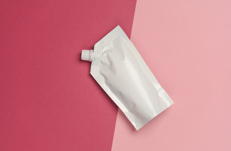 White Doypack on a pink background