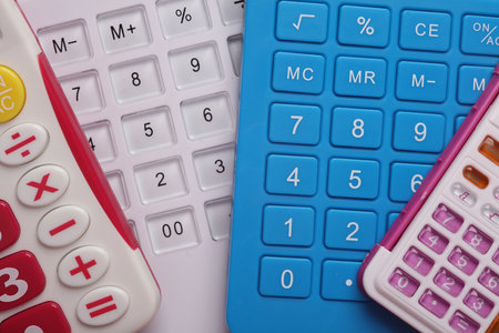 Many different calculator buttons close upの写真素材