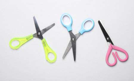 Various scissors for creativity on a white background