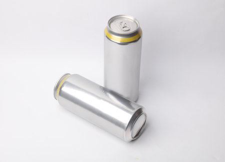 Aluminum can for beer, soda or energy drink on white background. Mockup for designの写真素材