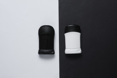 Black and white antiperspirant tubes. Sweat protection
