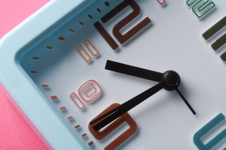 Colored alarm clock face close up macro