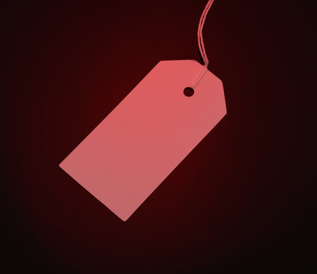 Price tag in red neon lightの写真素材