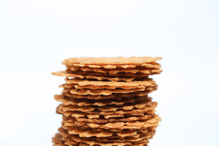 Wafer snacks on a white backgroundの写真素材