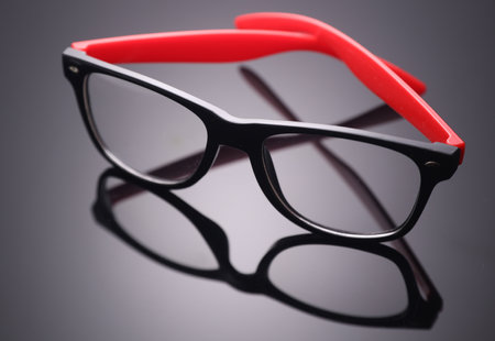 Stylish fashion eyeglasses on black background.の写真素材