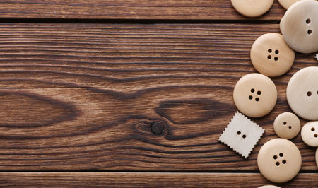 Wooden buttons on a wooden background