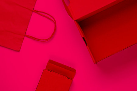 Eco concept. Cardboard boxes, paper bag.