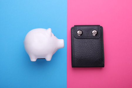 Ceramic white piggy bank. Business concept. Conceptual photo. Top view. Flat lay