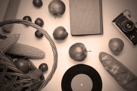 French retro style picnic. Vintage photoの写真素材