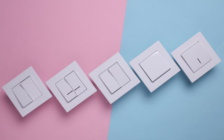 Light Switches on Pink Blue Background