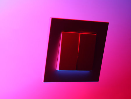 Light switch in red blue neon light