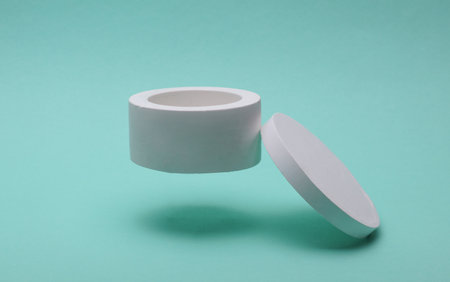 White plaster box on blue backgroundの写真素材