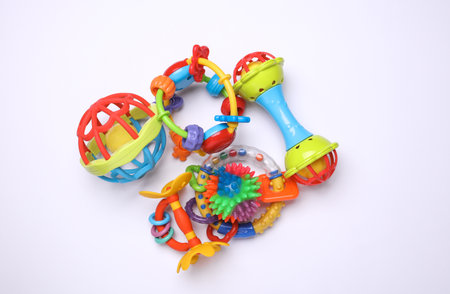 Rattles toys for newborn isolated on white background
