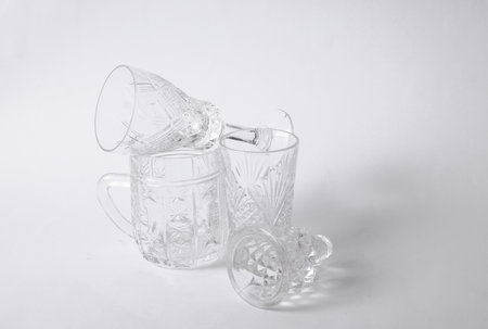 Set of crystal service on white backgroundの写真素材
