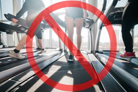 The prohibition of training in the gym and fitness center. Quarantine, coronavirus.の写真素材