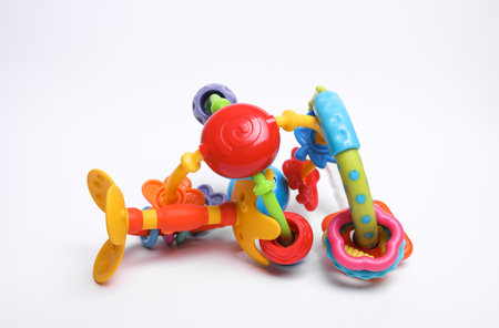 Rattles toys for newborn isolated on white background