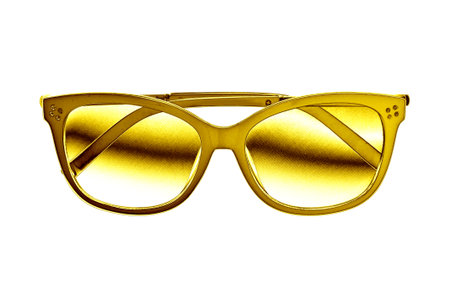 Unisex golden sunglasses isolated on white background.