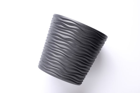 Black flower pot on white backgroundの写真素材