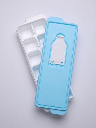 Plastic Ice Cube Maker Tray on White Backgroundの写真素材