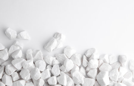 Many White Pebbles on White Backgroundの写真素材