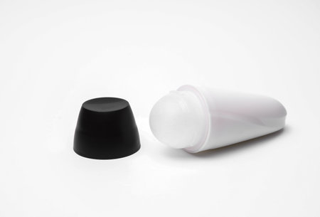 White antiperspirant tube stick on white backgroundの写真素材