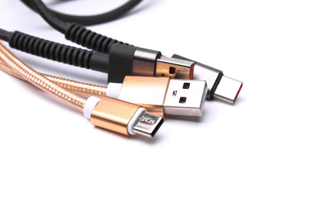 USB type C cable isolated on white background