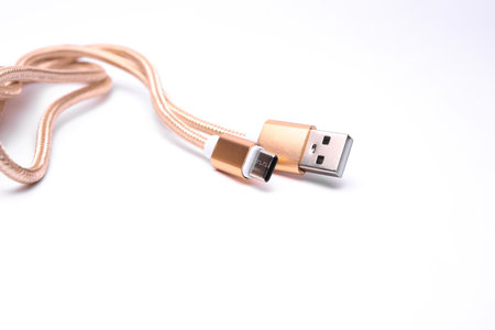 USB type C cable isolated on white background