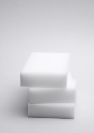 White sponges on a gray backgroundの写真素材