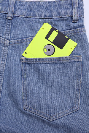 Floppy disk in the back pocket of jeans