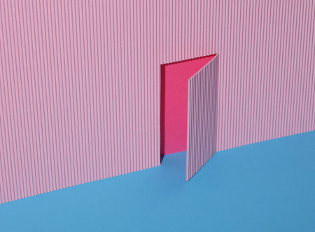 Creative idea. Door cut out in paper. Business conceptの写真素材