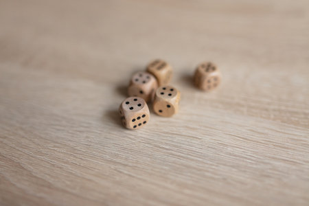 set of wooden dice on the table