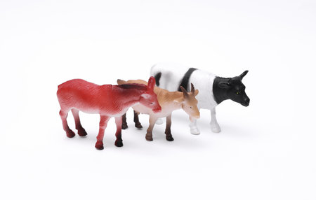 Toy farm set of animals on white background
