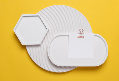 Memo square paper with binder and moodboard compositionの写真素材