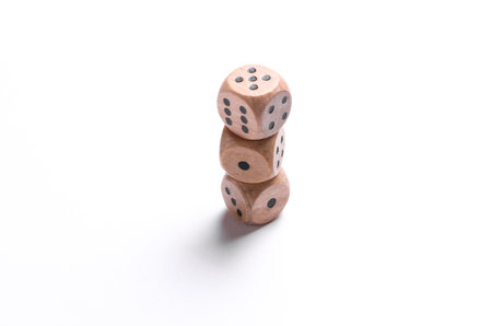 Wooden dice on a white background