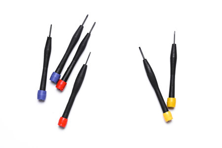 Set of collet screwdrivers on white background