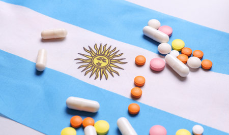 Argentina flag and pills. Concept of health careの写真素材