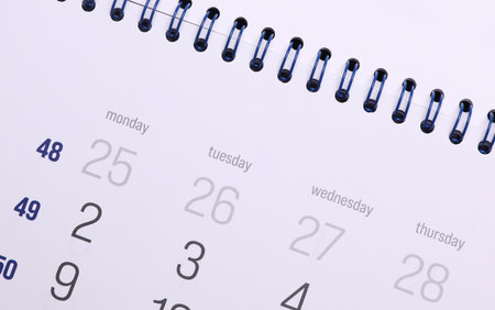 Paper calendar planner close up. Holiday, business concept