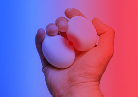 Prostatitis. Inflammation of the prostate. Allegorical photo of chicken eggs with red inflammation...