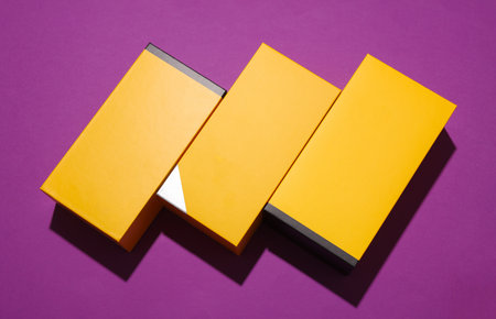 Yellow boxes on purple background