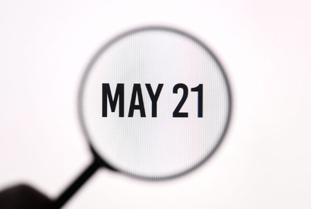 Date May 21 through the magnifying glass on the screen